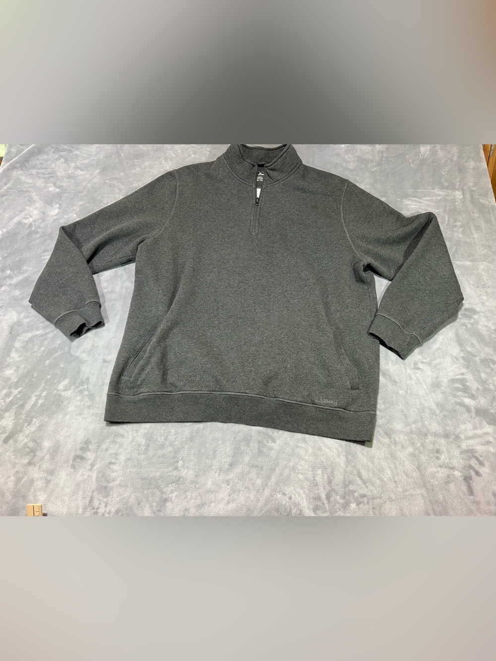 L.L.Bean Fleece 1/4 Zip Pullover Sweatshirt Gray Mock Neck Pockets Mens XXLT